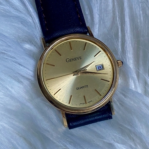Fine VINTAGE 14K GOLD Geneve Men's Quartz Watch 🌻 - Picture 7 of 8